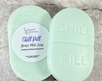 Lavender Chamomile Soap Goats Milk Bar Soap Novelty Gift Relaxing Gift Chill Pill Bar Soap Chill Pill Soap Christmas Gift