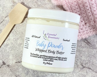 Baby Powder Whipped Body Butter Baby Powder Scented Lotion Shea and Mango Butter Handmade Body Care