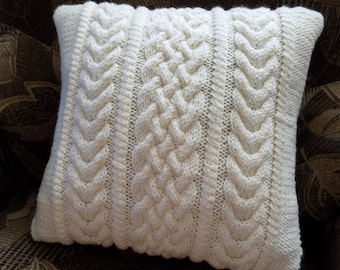 Cream Cable Knit Pillow Cover with buttons, Knit pillow sham, Knit pillow sham