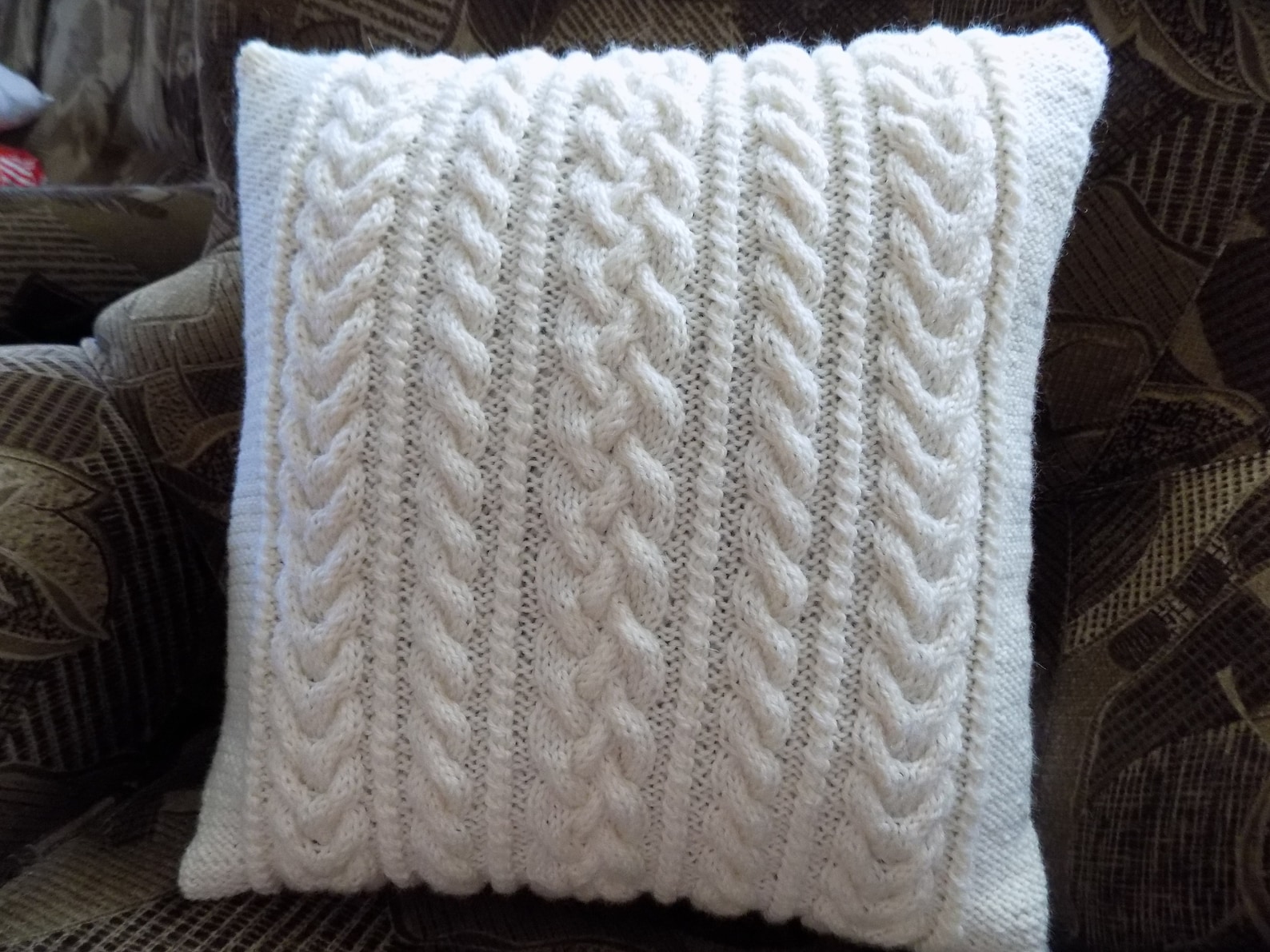 Cream Knit Pillow Cover 16x16, Pure Wool Pillow Cover, Sweater Pillow