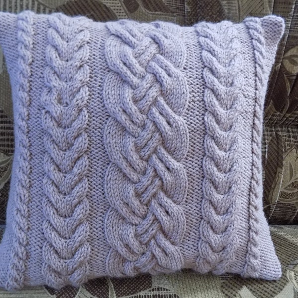 Cable Knit Pillow Cover with buttons, 16x16 pillow cover,