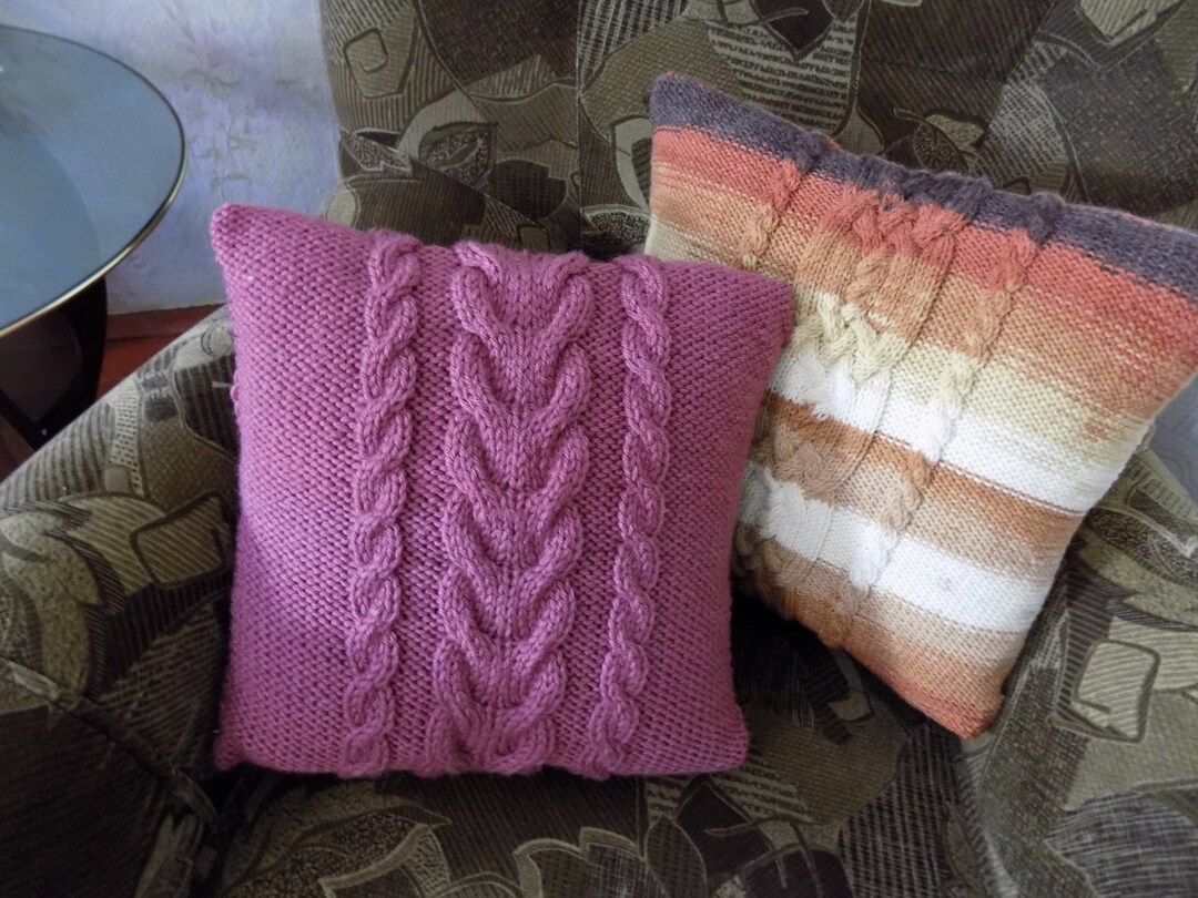 Pink Cable Knit Pillow Cover Hand Knitted Pillow Cover Etsy