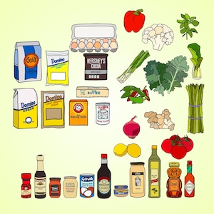 Hand drawn cooking and baking illustration icons - downloadable PNGs transparent