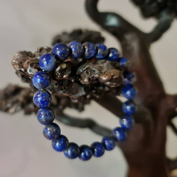 Sublime bracelet lapis-lazuli grade AA 8mm de 15 à 21 cm