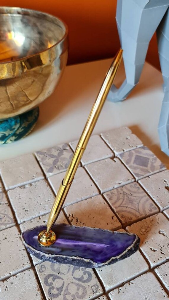 Porte Stylo avec en Agate Naturelle Épaisse 12x4cm