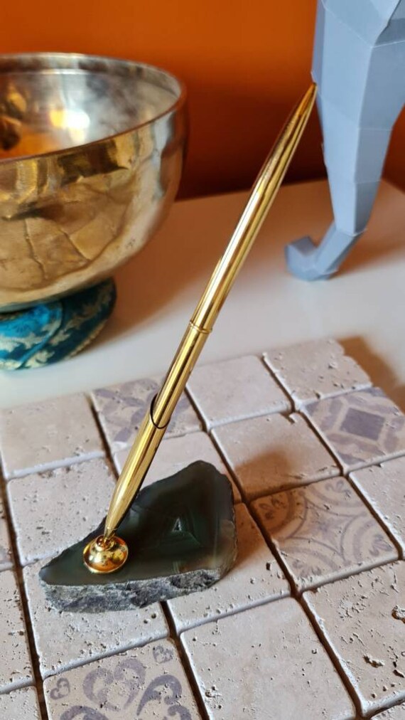 Porte Stylo avec en Agate Naturelle Épaisse 9x5cm