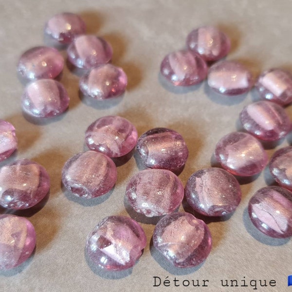 Lot de 25 perles en verre artisanale lampwork violet  ~20mm