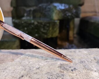 Stylo pierre naturelle quartz rose :  or rose