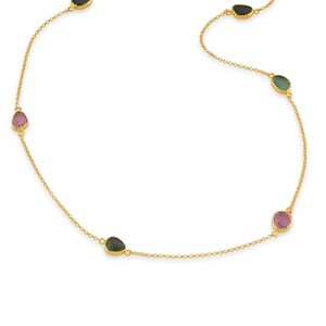 Silber Turmaline Halskette Necklace,24 Karat Gold Plate Halskette, Einfache Halskette, Minimal Halskette, Natural Tourmaline, Mütter Tagesgeschenk, Für sie