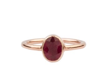 Silver Natural Ruby Ring In Rose Gold