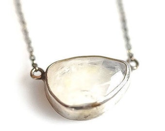 Trendy Oxidized Silver Moonstone Necklace