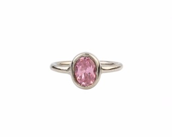 Silver Pink Spinel Solitaire Ring Gift For Her