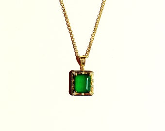 Green onyx gold plated vintage inspired silver pendant , micron gold,rose gold and rhodium plated available