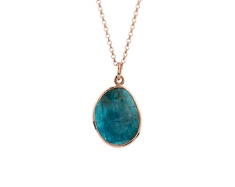 Silver Blue Apatite Pendant, Gold Apatite Necklace, Rose Gold Apatite Necklace, Natural Apatite Necklace, Gold Necklace, Gift For Her