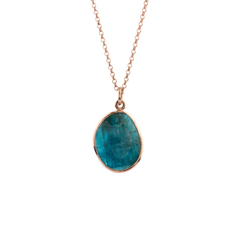 Silver Blue Apatite Pendant Gold Apatite Necklace Rose Gold - Etsy