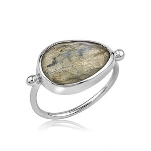 Silver Flat Labradorite Ring &quot;Jada Collection &quot; Gift For Her