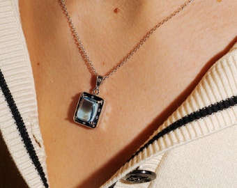 Blue topaz vintage inspired silver pendant ,gold,rose gold and rhodium plated available
