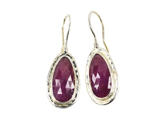 Silver Pink Sapphire Earrings