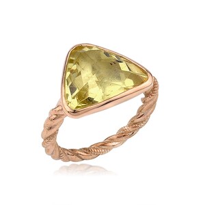 Silver Lemon Topaz Ring -Rose Gold &quot; Cornelia Collection &quot; Gift For Her