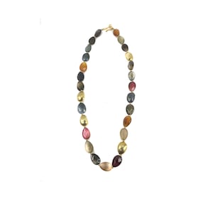 Silver Akik Necklace, Bead Necklace, Akik Necklace, Natural Gemstone Jewelry, Multi Color Necklace, Mothers Day Gift, Statement Necklace