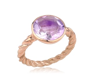 Silver Amethyst Ring, Rose Gold Ring, Natural Amethyst Ring, Statement Ring, Amethyst Ring, February Birthstone, Mothers Day Gift