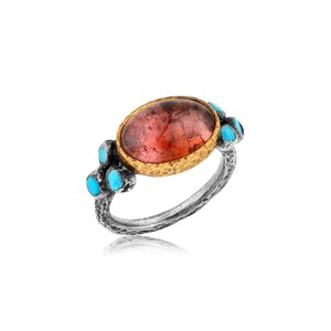 Handmade Tourmaline Ring with Turquoise