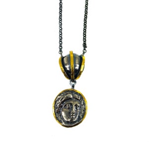 24 Karat Gold Necklace, Ancient Jewelry, Roman  Necklace, Dual Tone  Necklace, One Of a Kind Necklace, Statement Necklace, For Her, For Him