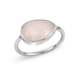 Silver Rose Quartz Ring, Rose Quartz Ring, Natural Rose Quartz Ring, Rhodium Rose Quartz Ring , Statement Ring, Wedding, For Her