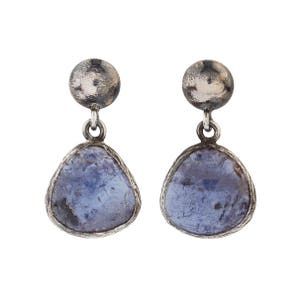 Silver Natural Tanzanite Earrings, Oxidized Earrings ,Tanzanite Earrings, Gift For Her
