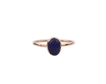 Silver Lapis Lazuli Solitaire Ring ,Rose Gold Ring, Minimalist Ring, Dainty Ring, Lapis Ring, Natural Lapis Lazuli ,Gift For Her