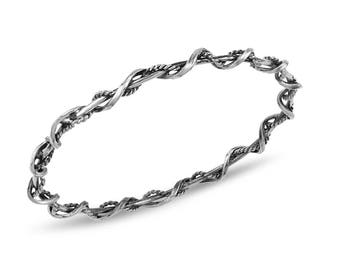 Silver Twisted Wire Bangle Gift For Her