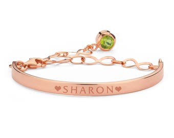 Personalized, Birthstone Rose Gold Bracelet