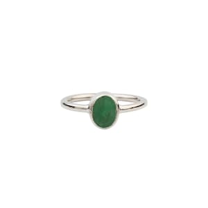 Silver Emerald Ring, Natural Emerald Ring, Solitaire Ring, Simple Emerald Ring, Solitaire Emerald Ring, Gift For Her
