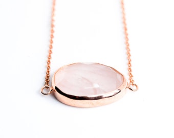 Rose Quartz Necklace Sterling Silver, Rose Quartz Necklace Gold, Dainty Rose Quartz Necklace, Minimal Necklace , Gift, For Her