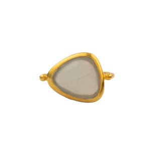 Silver Flat Golden Moonstone Ring  &quot;Jada Collection &quot; Gift For Her