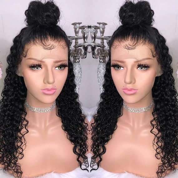 Curly Pre Plucked With Baby Hairs Lace Front Or 360 Frontal Etsy