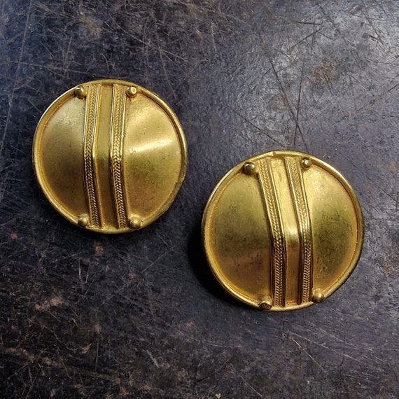 Rare L.A CANO xl earrings, gold plated replicas (24k gold plated), pre-Columbian style, tribal, boho