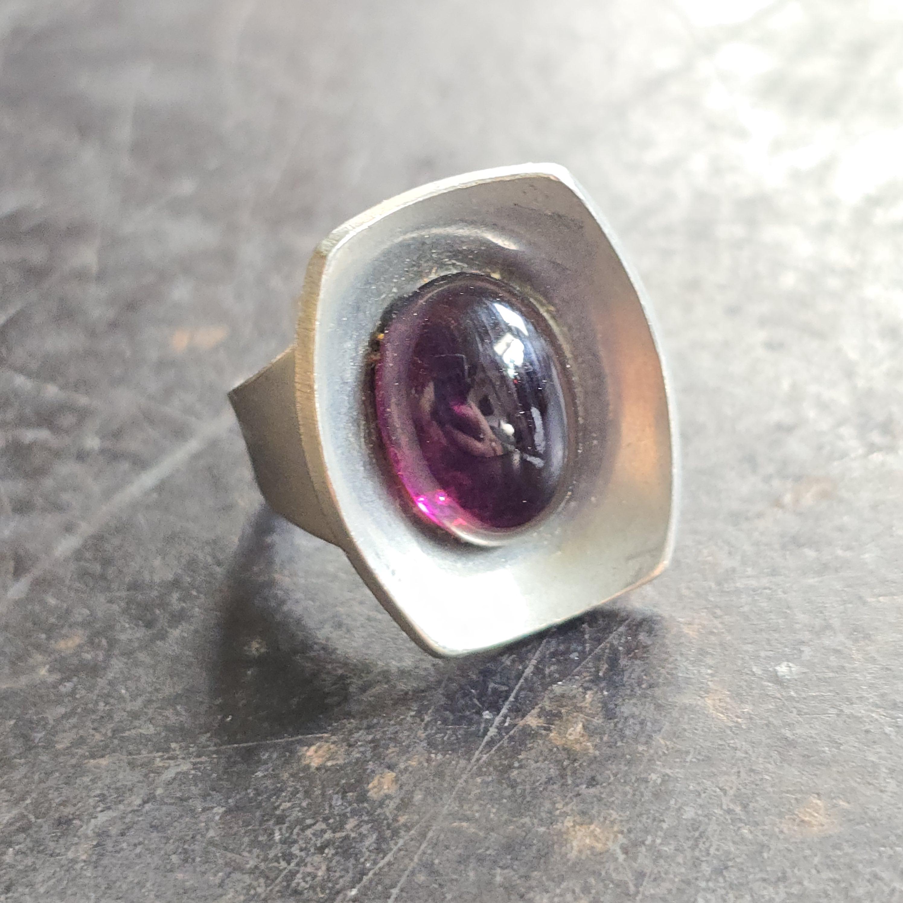 Vintage Midcentury Jorgen Jensen Pewter Ring, Viking Shield