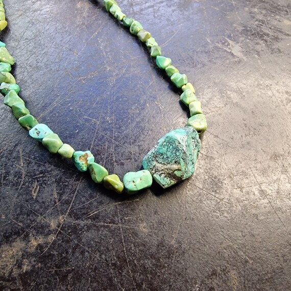 Collier Ancien En Perles De Turquoise Véritable - Bijou Vintage Bleu - Occasion - Sans Marque