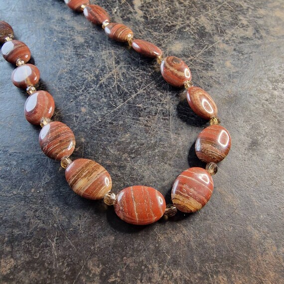 Gemstone jewelry jasper chain, striped, natural jewelry, savior, tribal, boho, stainless steel