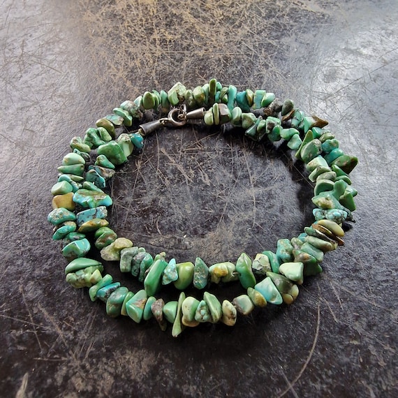 Natural turquoise necklace Navajo, nuggets, turquoise necklace, Indian, Tibet, natural, ethno, boho, 925 sterling silver, sliver chain