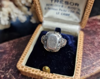 Art Nouveau men's monogram EI, 800 silver ring Signet ring men's jewelry silver ring true vintage, Art Nouveau