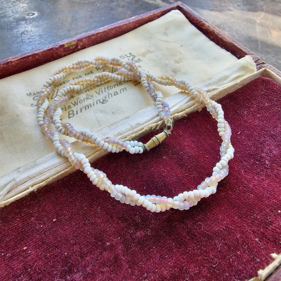 Old and rare art nouveau, opal glass necklace, op… - image 1