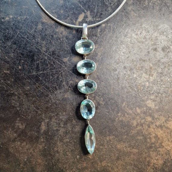 XXL Tipico EigenArt J.F. Trenker 925 silver pendant, aqua blue obsidian, Jutta-Franziska Trenker, blue stone, designer jewelry