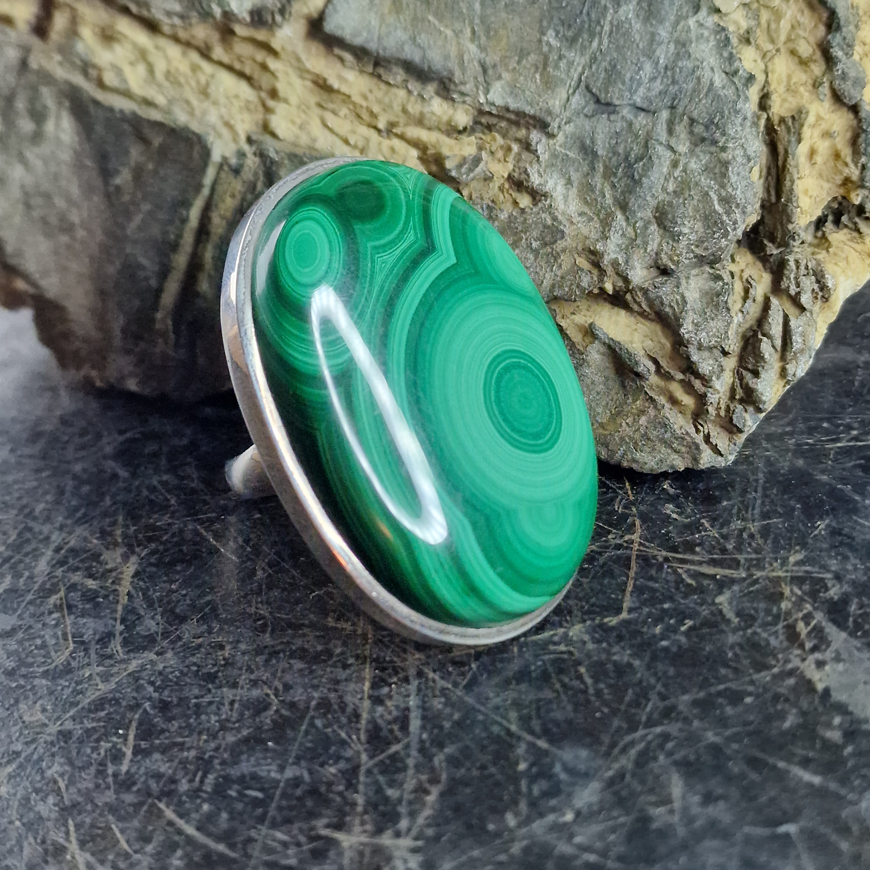 XXL Malachite Ring 925 Silver, Men's Ring, Sterling Silver, Handmade ...