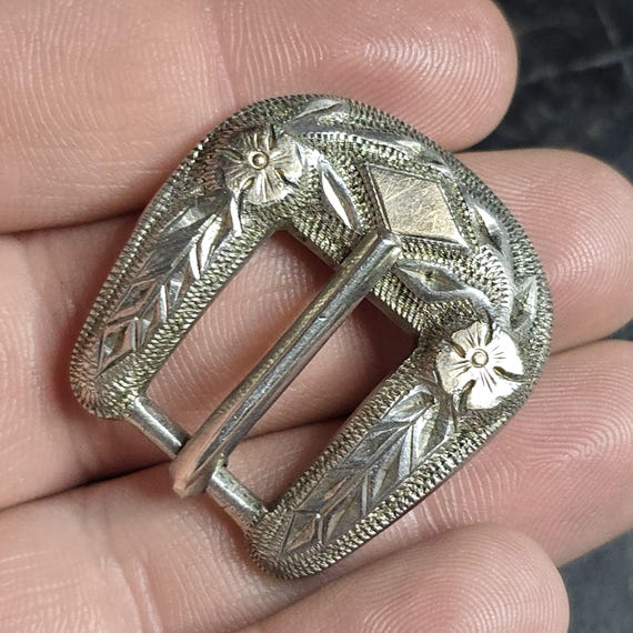 Old Belt Buckle Mexico 925 Silver and 18k Solid, Design, Sterling