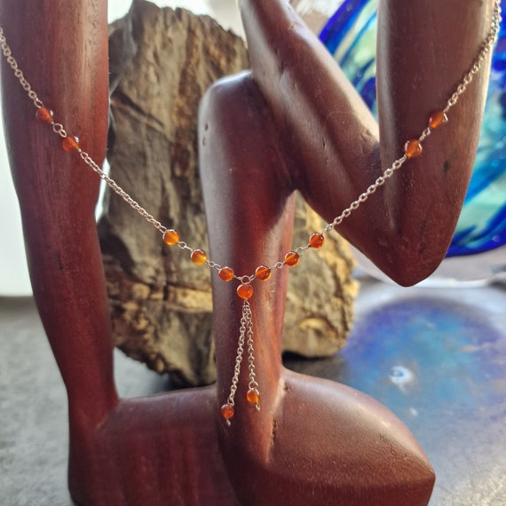 Ethno carnelian necklace, necklace with 925 silver clasp, India, ethno, boho, handmade, carnelian