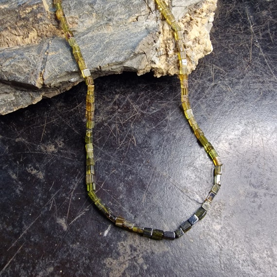 Gemstone jewelry tourmaline 925 silver gold-plated necklace, green tourmaline chain, beautiful colors, boho, natural tourmaline, sterling silver