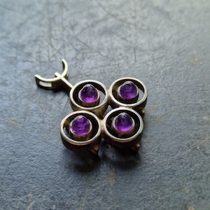 Vintage Space Age 835 Pendant with Amethyst, Sterling Silver, Midcentury Design, Norway Design