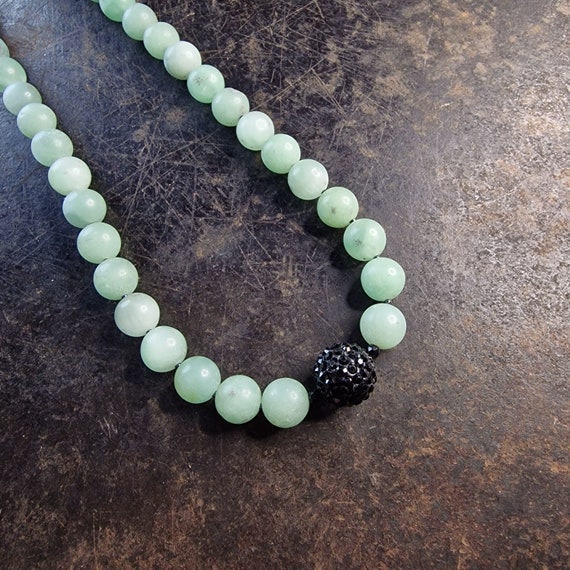 Designer jade chain necklace, 925 silver clasp, handmade, silver clasp, ethno, apple jade, light jade